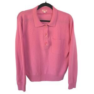 J.Crew Baby Pink Cashmere Sweater Quarter Button Henley Soft Winter Prep Medium